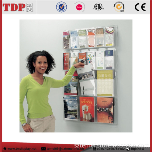 Wholesale Wall Mounted Clear Acrylic Leaflet Holder/Acrylic Brochure Holder